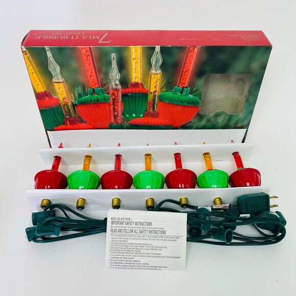 Holiday Christmas Home Decor 7 Multi Bubble Light set Home for the Holidays 11ft - Picture 1 of 9